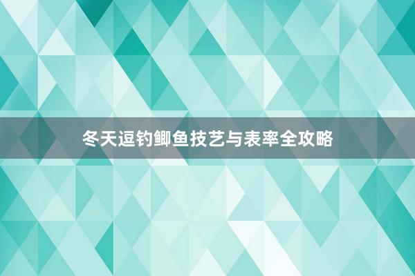 冬天逗钓鲫鱼技艺与表率全攻略